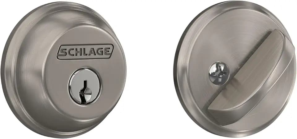 Schlage Single Cylinder Front Door Deadbolt, Satin Nickel