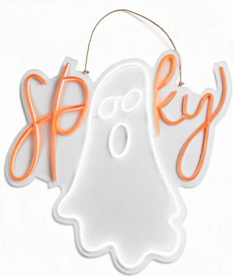 Mud Pie Halloween Ghost Door Hanger, Neon Front Door Decor