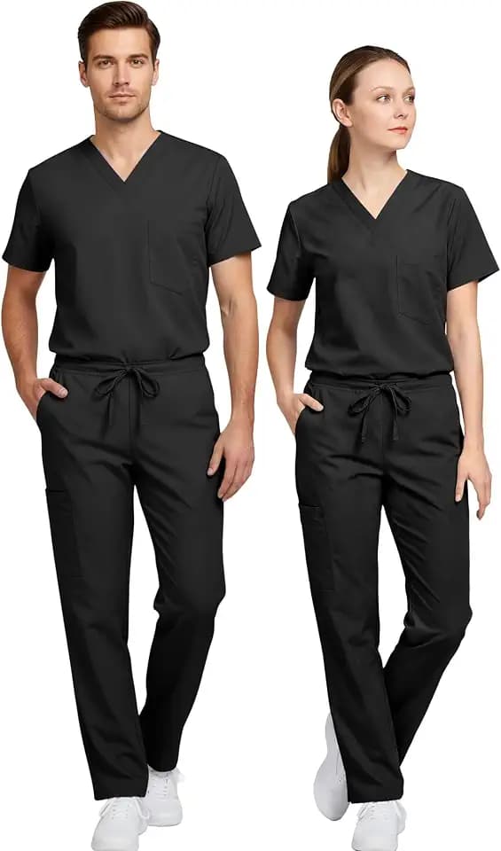 allheart Unisex Scrub Sets for Men & Women V-Neck Top with Scrub Pant