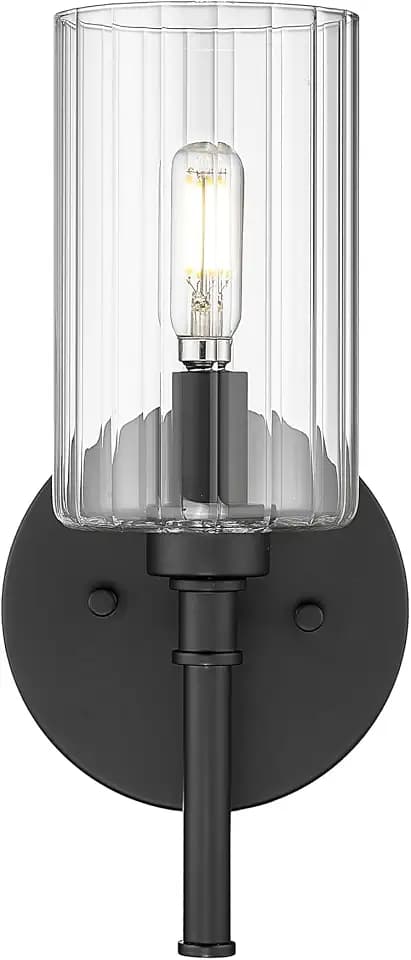 ML Lighting | Chastine Collection | 9921-MB | Indoor 1 Light Wall Sconce in Matte Black with Clear Beveled Glass Shade | Elegant and Versatile Design for Any Bathroom