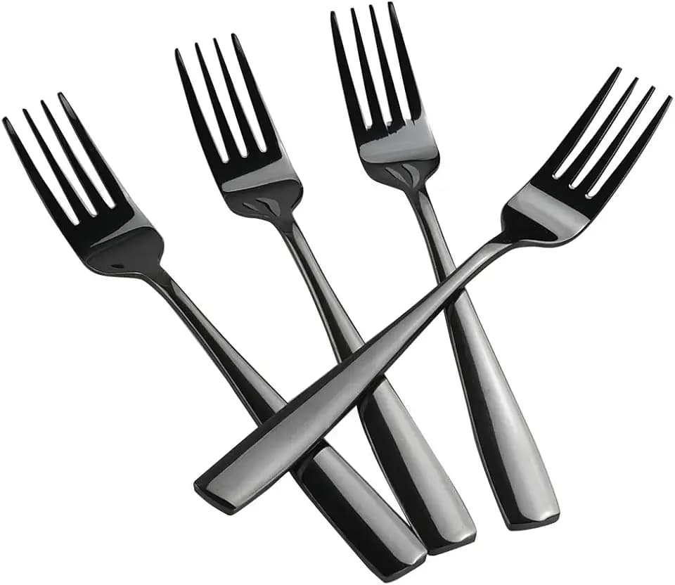 Teyyvn 16-Piece Mirror Finish Black Stainless Steel Dinner Forks, 8.07-INCH