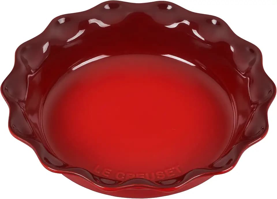 Le Creuset Stoneware Heritage Fluted Pie Dish, 9 in., Cerise