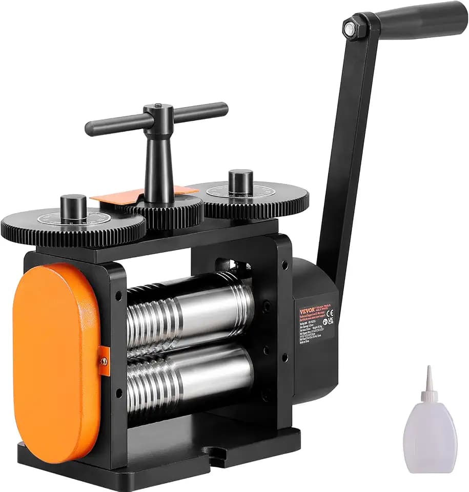VEVOR Rolling Mill, 2.24"/57 mm Jewelry Rolling Mill Machine, 1: 2 Gear Ratio, 3-in-1 Multi-Function Rolling Mill, 0-5.5 mm Press Thickness for Metal Jewelry Making Sheet Square Wire Elliptical