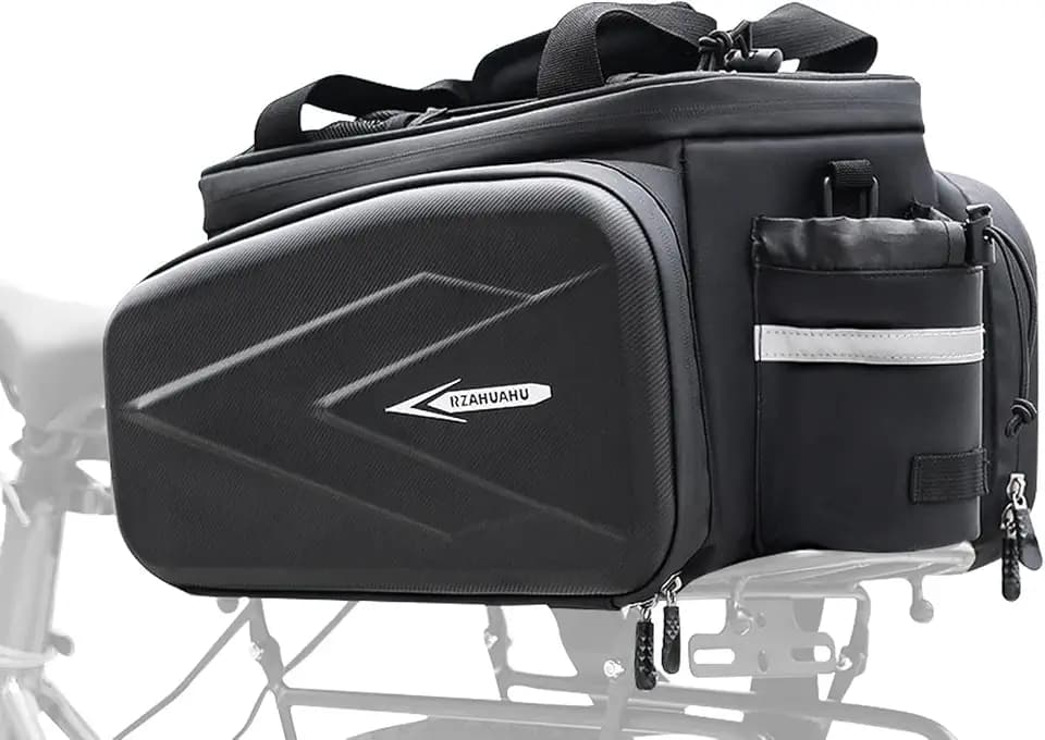 Bike Rack Bag, 20L EVA Hard Shell Insulated Cooler Bag, 3 in 1 Waterproof Expandable Bike Panniers Tin foil Insulation Bike Bag With Rain Cover for Commute Shopping Cycling Trip