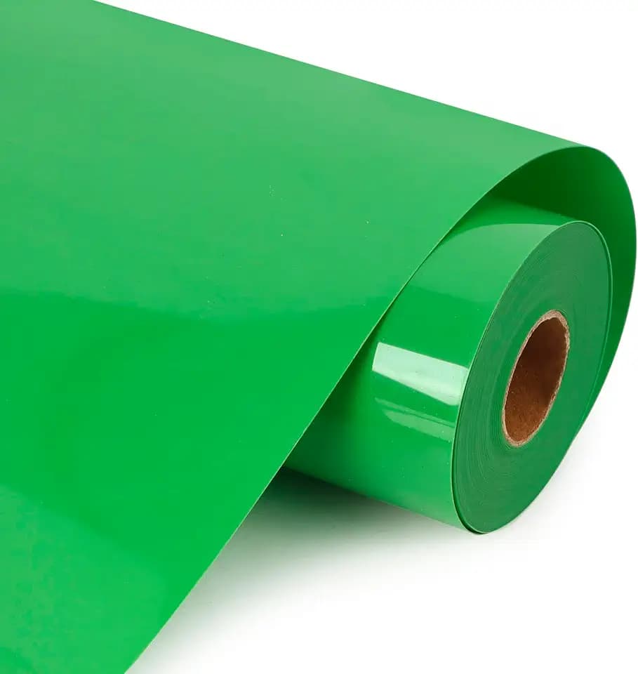 RENLITONG Glossy Fruit Green HTV Vinyl 12" x 35ft Roll - Waterproof Stretchable Heat Transfer Vinyl, Easy to Cut Weed & Transfer Machine Washable Iron on Vinyl for Textile Leather Fabric Bags