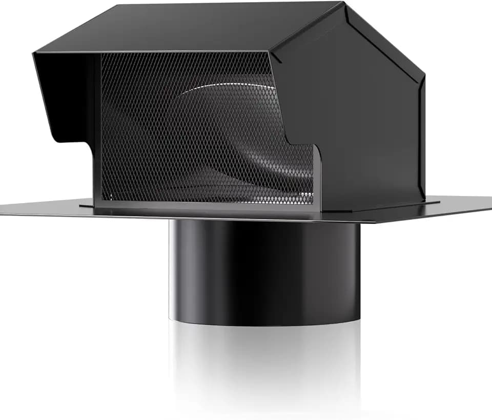 Roof Vent Cap - Hon&Guan Roof Vents 4 Inch Galvanized Steel Bathroom 4 Roof Exhaust Vent for Ventilation System-with Damper, Black