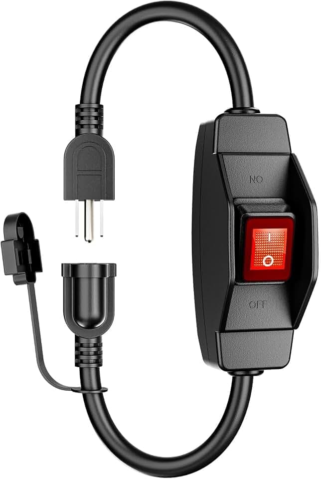 KASONIC 1.5 FT Extension Cord with Switch, 1875W/15A Grounded Outlets Plugs