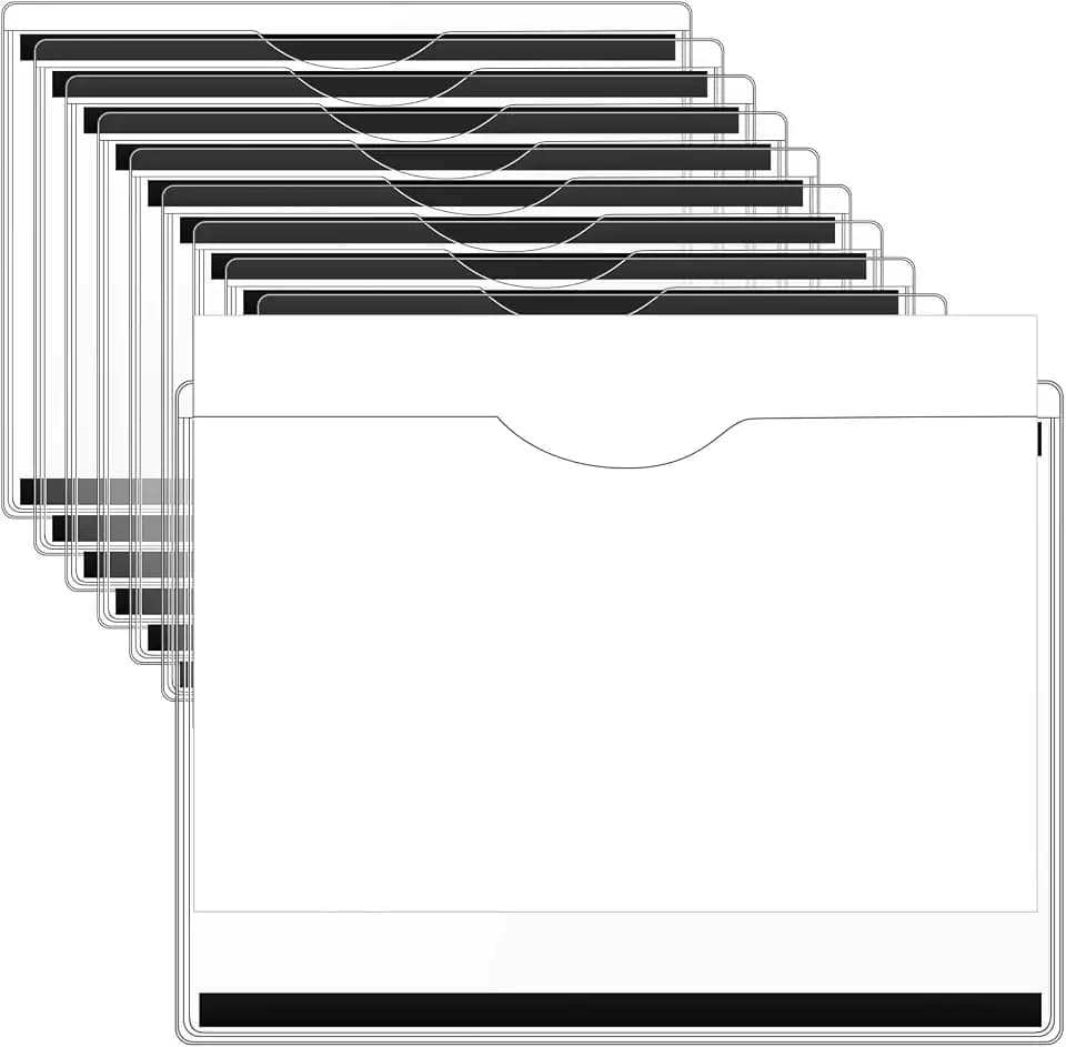 Fullhawl 10 Pcs Magnetic File Holder for Whiteboard, 9 x 11.6 Inch