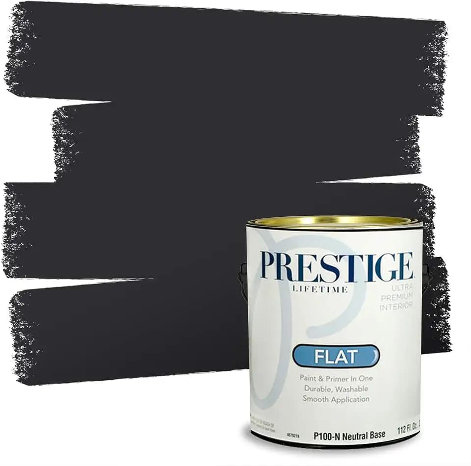 PRESTIGE Paints Interior Paint and Primer In One, 1-Gallon, Flat, Comparable Match of Sherwin Williams* Tricorn Black*