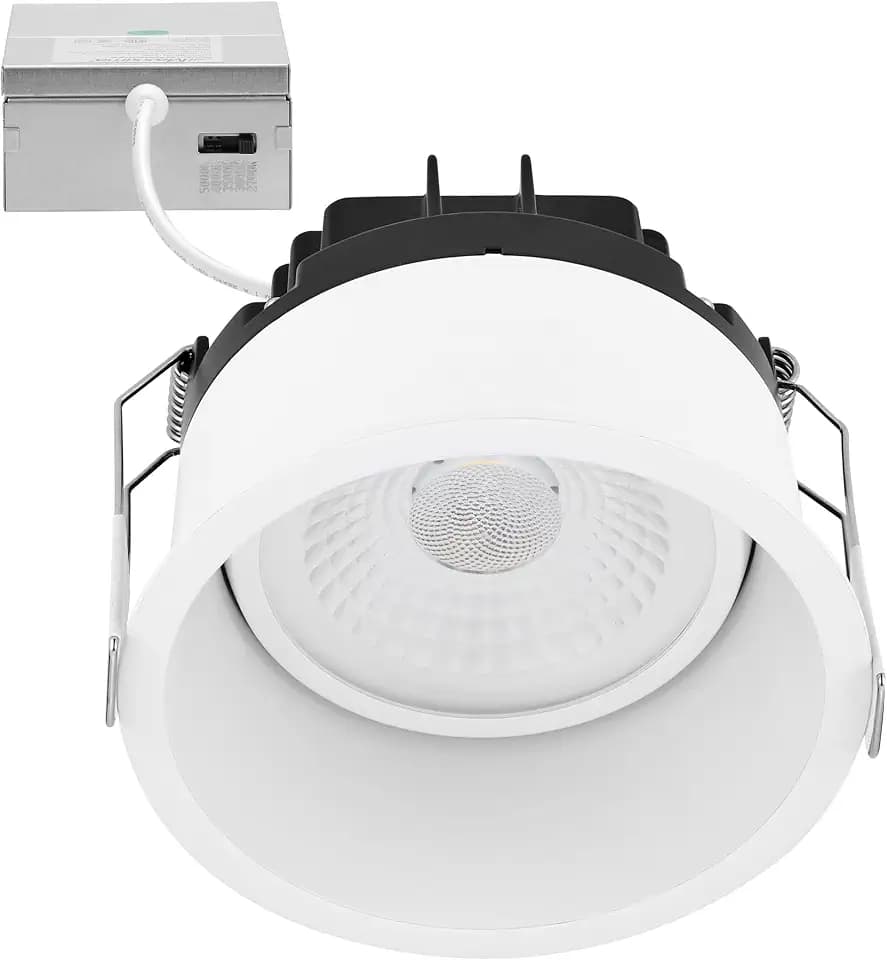 Maxxima 4" White Recessed LED Eyeball Gimbal Downlight, 1100 Lumens, 5 CCT