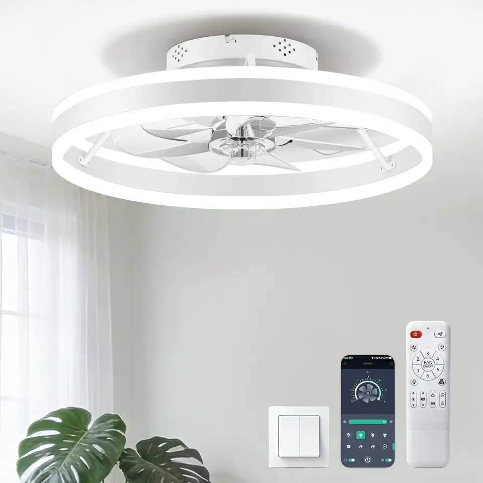 20” Low Profile Ceiling Fan with Light, Pre-Assembled Design
