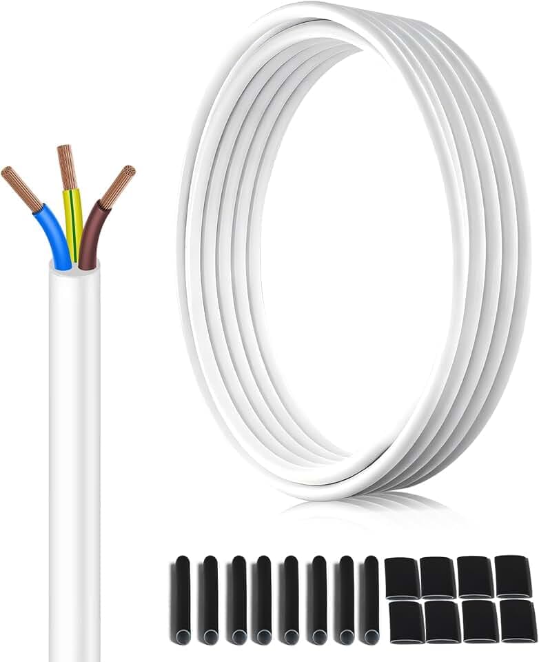 XINWANG H05VV-F 3x0,75mm² PVC Elektroleitung, Weiß, 10m
