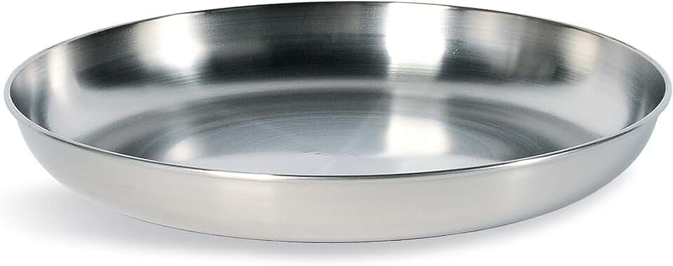Tatonka Large Plate (Ø 23 cm) - Camping-Teller aus hochwertigem Edelstahl (18/8) - Lebensmittelecht und resistent gegen Fruchtsäuren