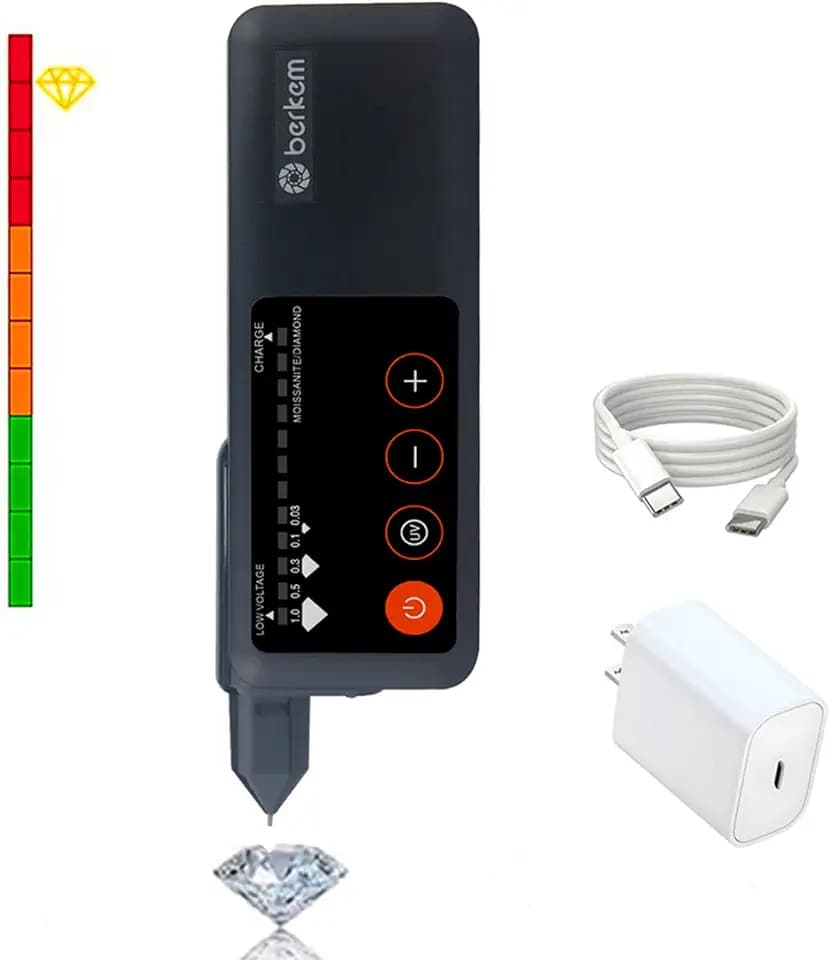 Rechargeable Diamond Tester High Accuracy Diamond Tester Pen with UV Light,Jewelry Gem Tester Pen,Portable Diamond Checker Tool,Professional Diamond Selector for Novice and Expert (Diamond Tester)