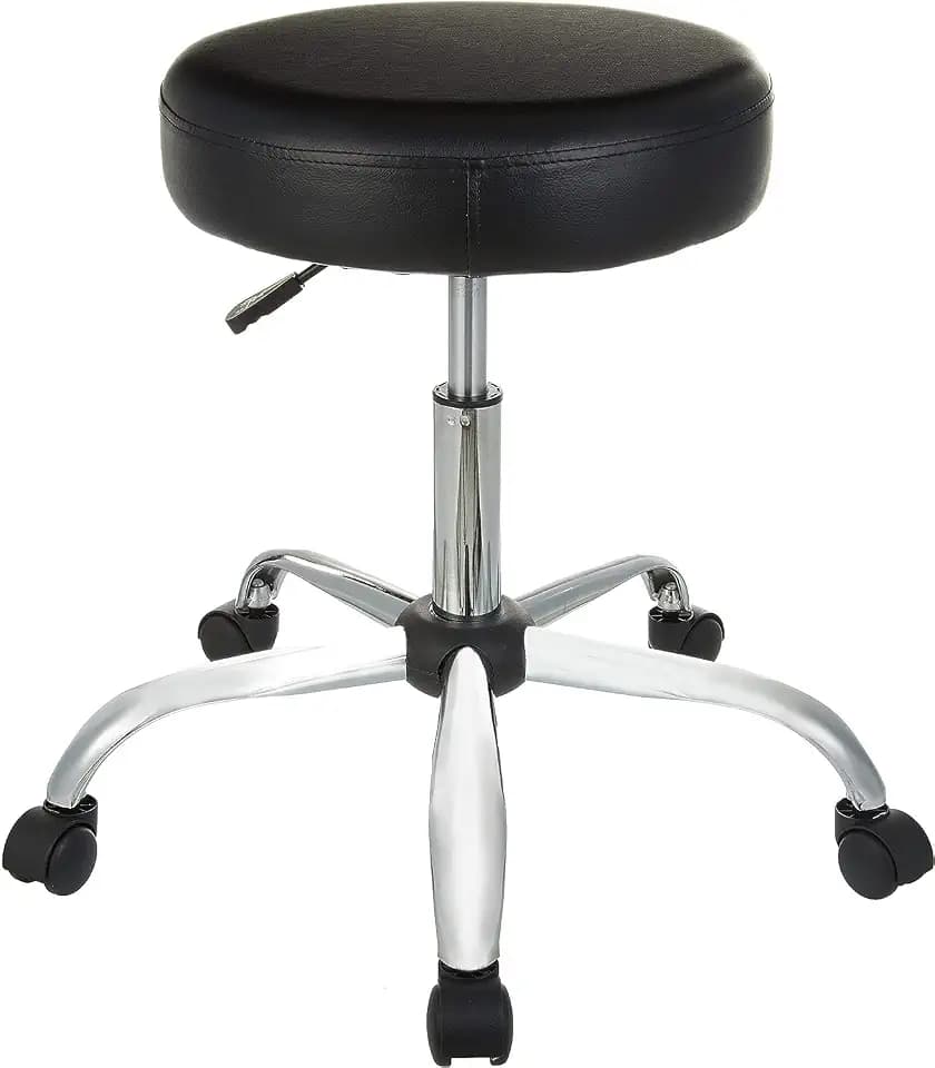 Amazon Basics Drafting Spa Bar Stool with Wheels, Height Adjustable Swivel Seat, Easy to Move, Black, 22.05" x 22.83" x 19.88"