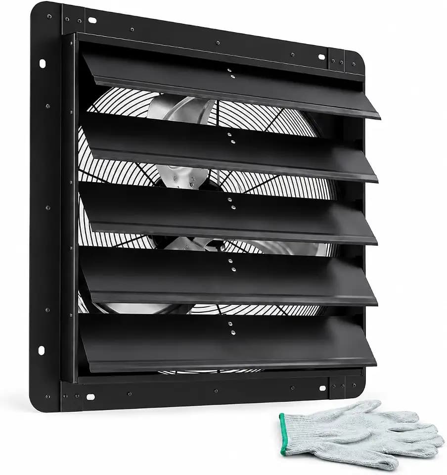 GarveeTech 24'' Shutter Exhaust Fan, Wall Mounted Automatic Louvers