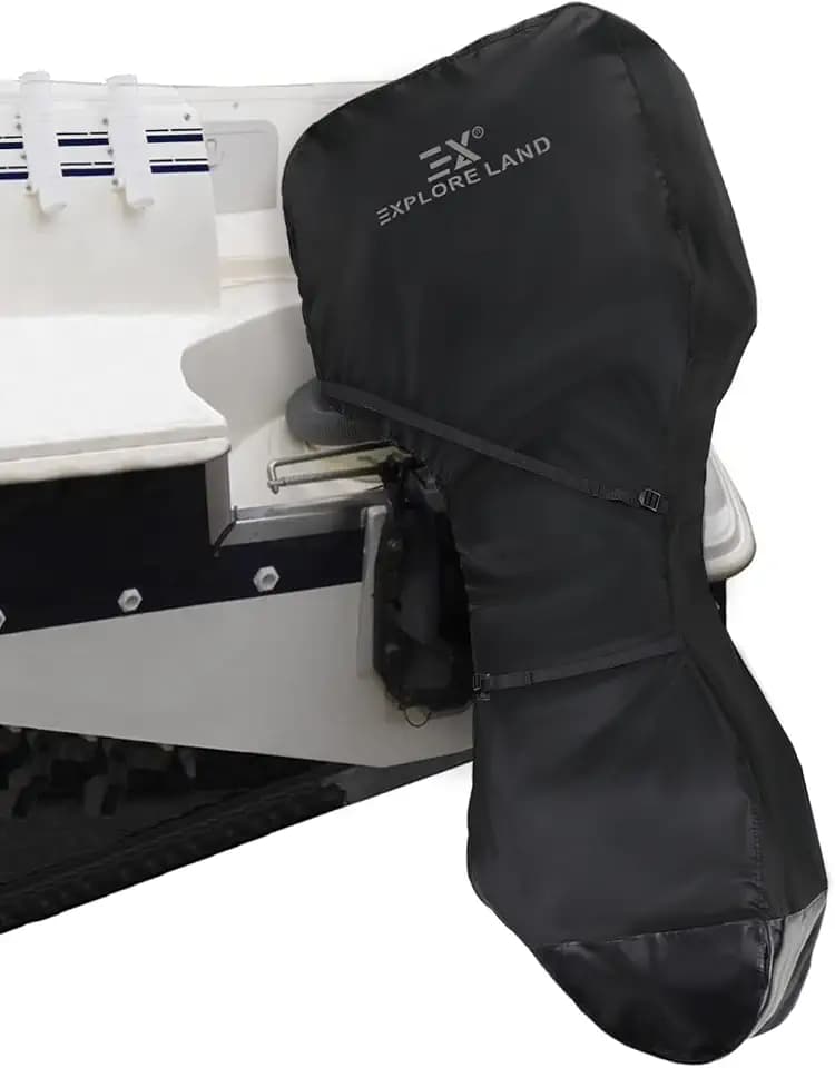 Explore Land Waterproof 600D Full Outboard Motor Cover 30-60 HP, Black