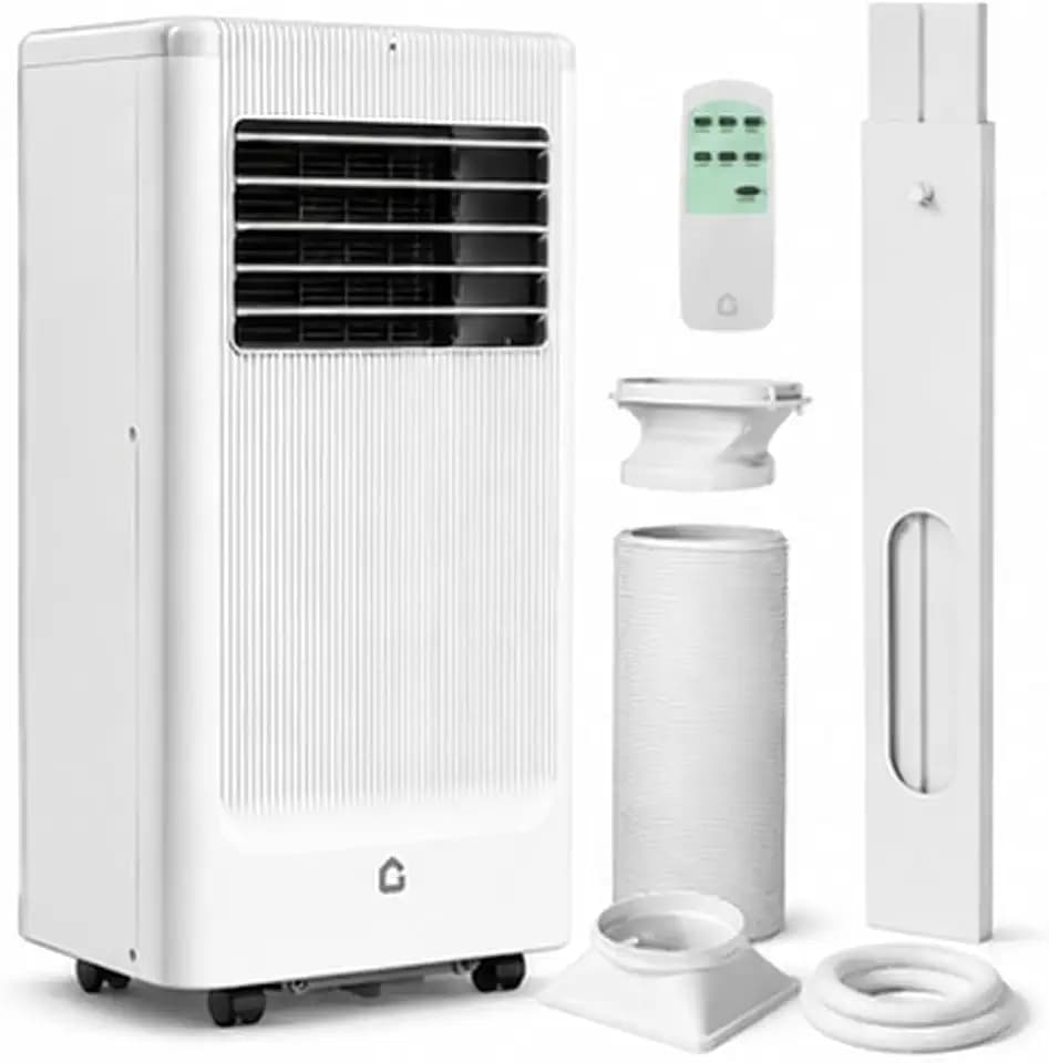 GarveeLife 8,000 BTU Portable Air Conditioner for Bedroom Office Dorm, Cools up to 350 Sq. Ft, 3-in-1 Compact AC Unit with Cooling Dehumidifier Fan Modes, Remote Control, Window Kit, Gray
