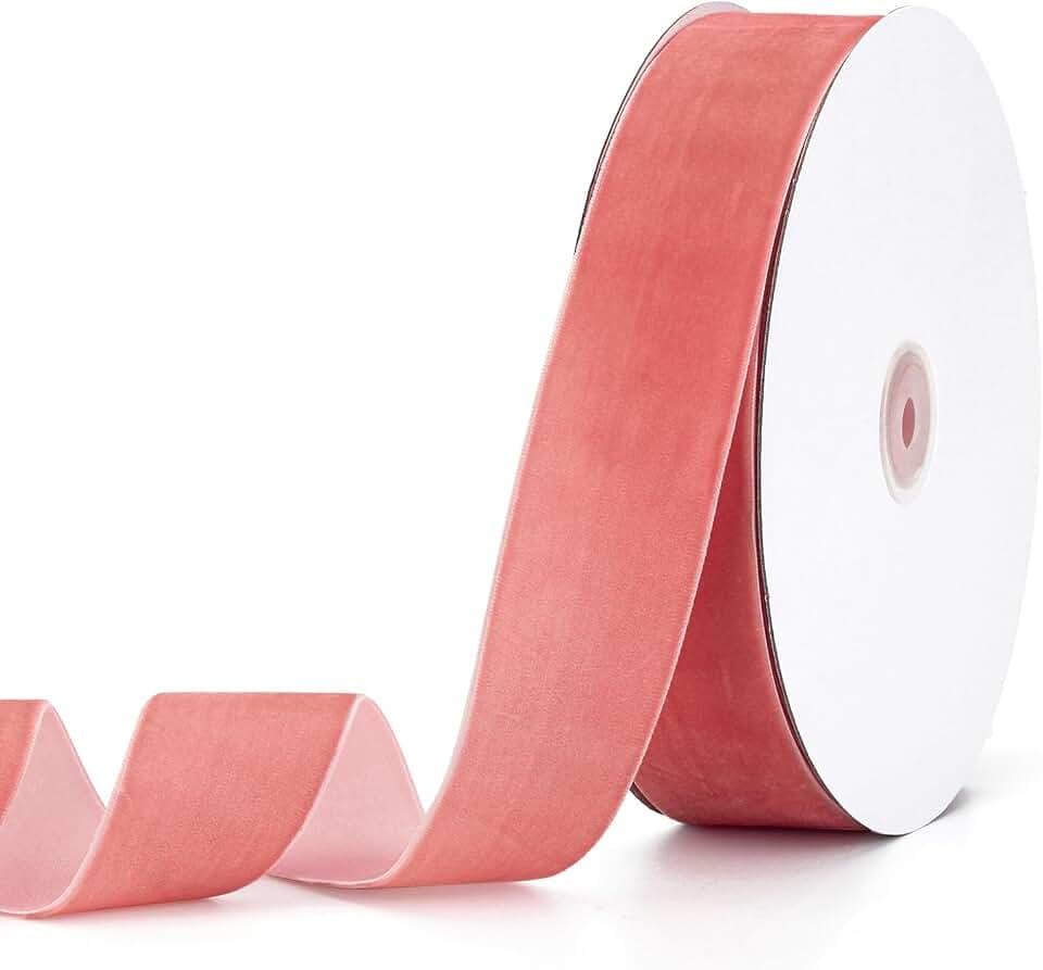 Rose Gold Velvet Ribbon 1-1/2" x 20Yd,Great for Gift Wrapping,Hair Bows Making, Wreaths,Wedding and Christmas Party Decoration(Rose Gold 1-1/2")