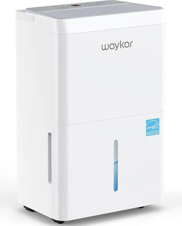Waykar 6000 Sq.Ft Energy Star Dehumidifier for Basement & Home, 120 Pint/Day with Drain Hose & Tank, Ultra Quiet (40 dB), Smart Auto Comfort Mode