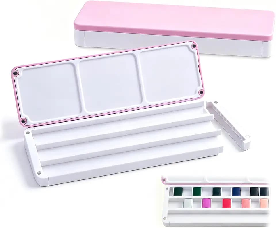 SEAMIART Magnetic Stackable Empty Watercolor Paint Palette Box with Lid