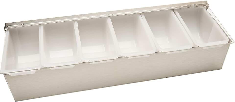 Winco 18" Stainless Steel 6-Compartment Condiment Holder