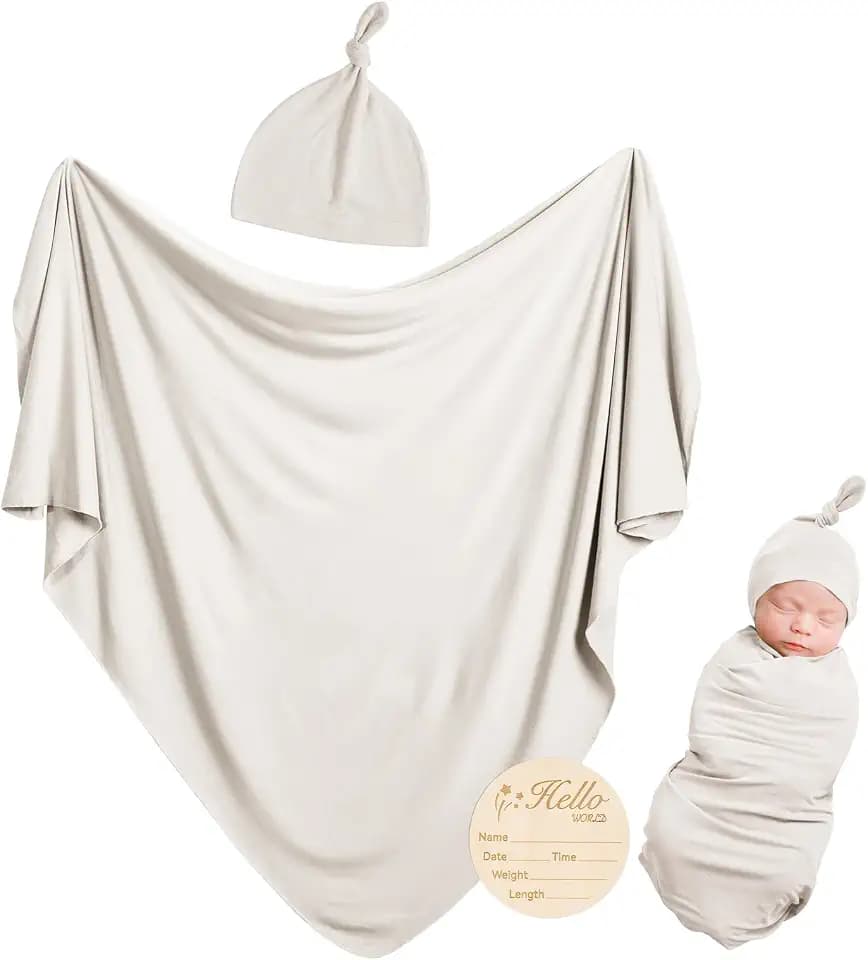 BubblePanda Rayon Made from Bamboo Newborn Swaddle Blankets 35 x 35 Inch