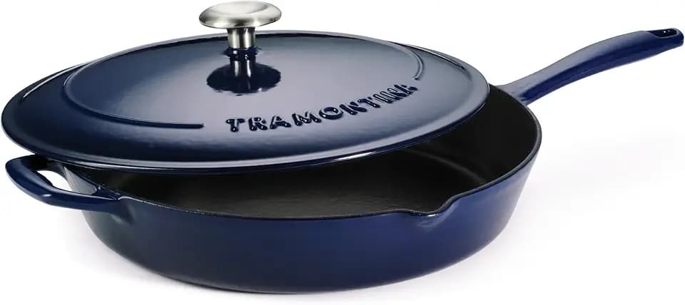 Tramontina Bestow Enameled Cast Iron 12-Inch Skillet with Lid, Blue