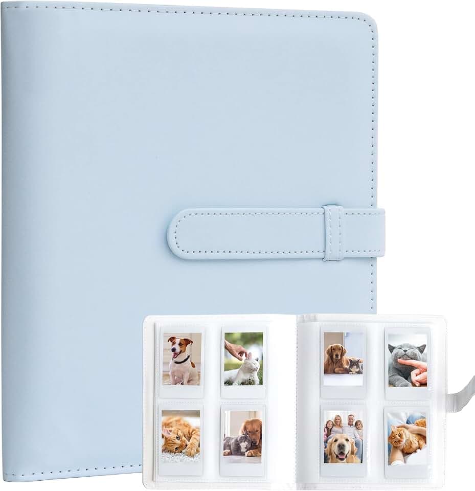 128 Pockets Mini Photo Album for Fujifilm Instax Mini Camera, Polaroid Snap, Z2300, SocialMatic Instant Cameras & Zip Instant Printer (Blue)