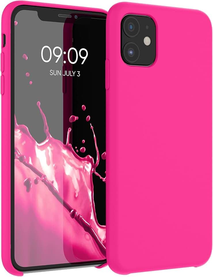 kwmobile Handyhülle für Apple iPhone 11 Hülle - Case Silikon - Kabelloses Laden - Schutzhülle Cover in Neon Pink