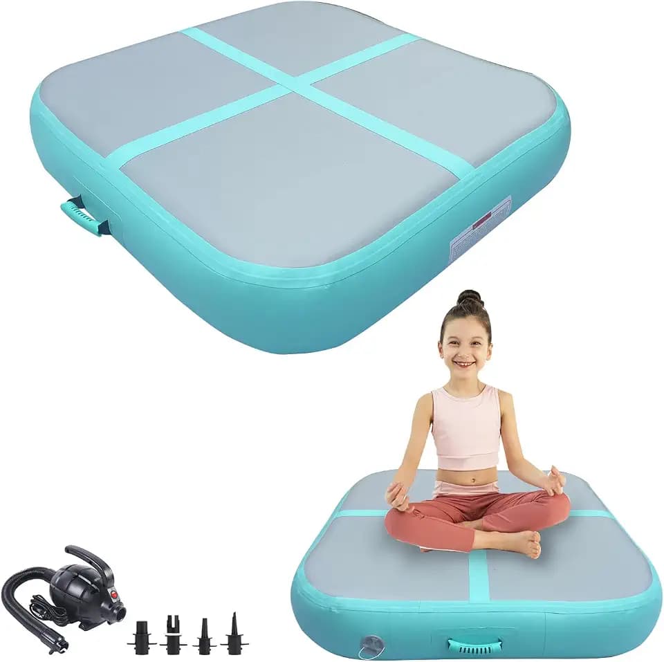 Gymnastics Air Roller Air Barrel Inflatable Tumbling Mat, Tumble Track Backhandspring Mat Gymnastic Equipment with Pump for Yoga Training Cheerleading Home Use