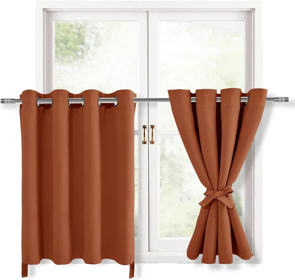 Hiasan Fall Blackout Curtains for Bedroom, 52 x 36 Inches Long Burnt Ochre
