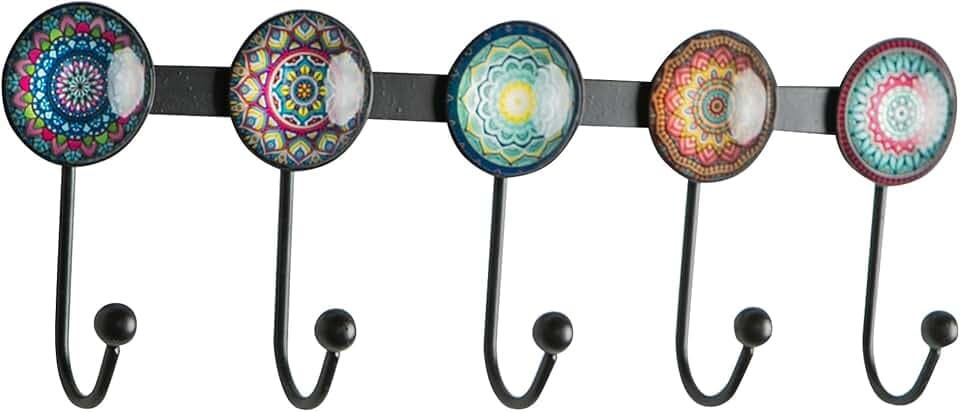 Coat Hooks with 5 Hooks, Decorative Wall Hooks for Hanging