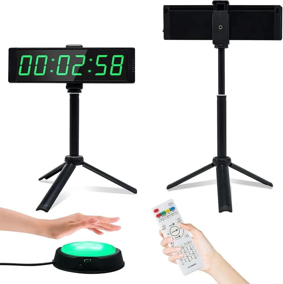YZ Gym Timer Clock for Home Gym, Fitness Timer with Stopwatch Button, Large Digital Stopwatch Countdown Clock, 12/24H Digital Wall Clock, with Stand