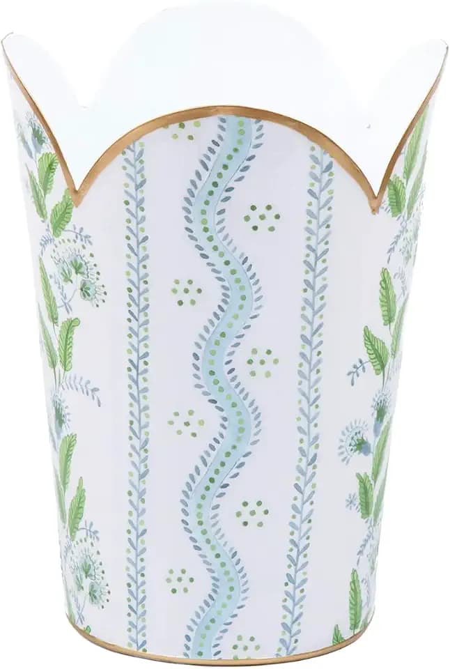 Gold Bathroom Trash Can, Enamel Tulip Waste Basket, Emma
