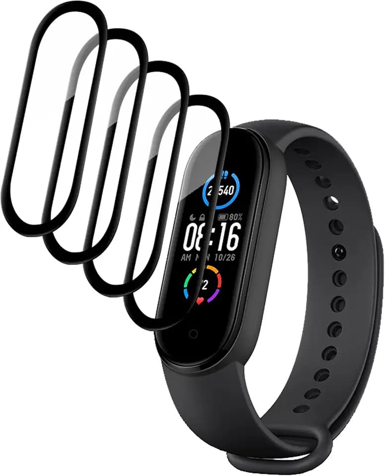 [4 Stück Schutzfolie kompatibel mit Xiaomi Mi Band 4/5,Keine Blasen,Anti-Scratch,3D-Curved,HD-Displayschutz für Xiaomi Mi Band 4/5