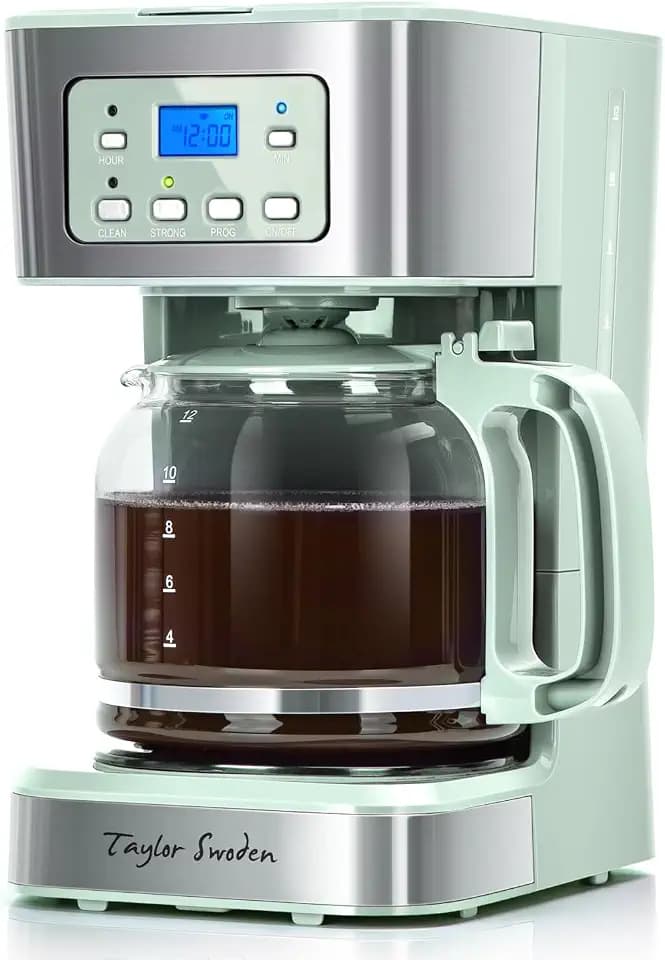 Taylor Swoden 12-Cup Programmable Coffee Maker, Green & Stainless Steel