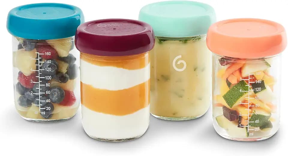 Babymoov Babybols Glass Baby Food Storage Jars, Airtight, 8 oz (x4)