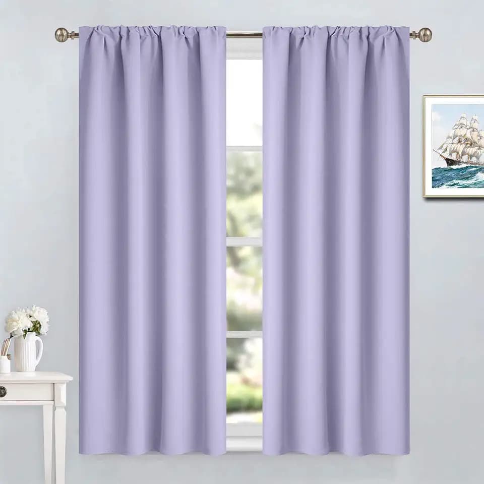 Yakamok Lilac Rod Pocket Blackout Curtains 54 inches Long for Bedroom