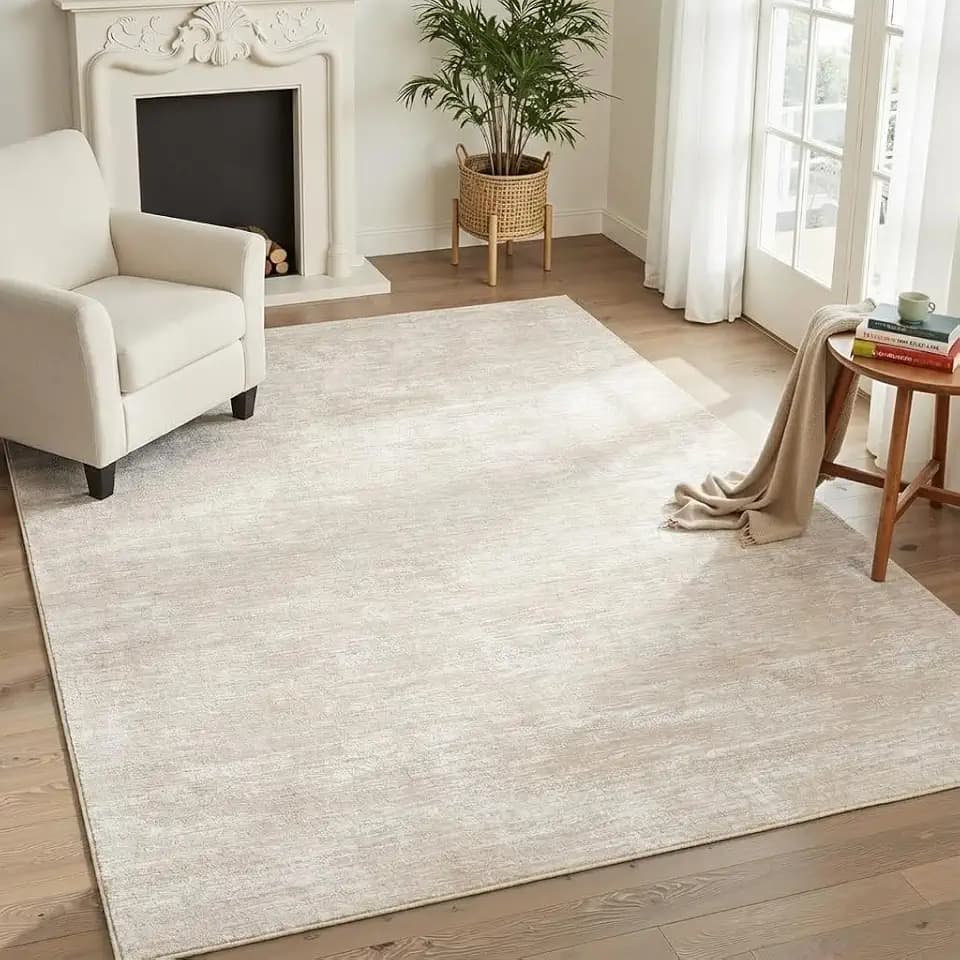 Garvee 4x6 Solid Color Washable Rug for Entryway Indoor, Beige