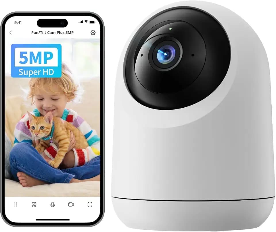 SwitchBot 3K/5MP Indoor Security Camera - Pan/Tilt, Baby & Pet Monitor, Wi-Fi 2.4GHz, Night Vision, 2-Way Audio, 360° Tracking, Privacy Mode, Alexa, Cloud & SD Storage