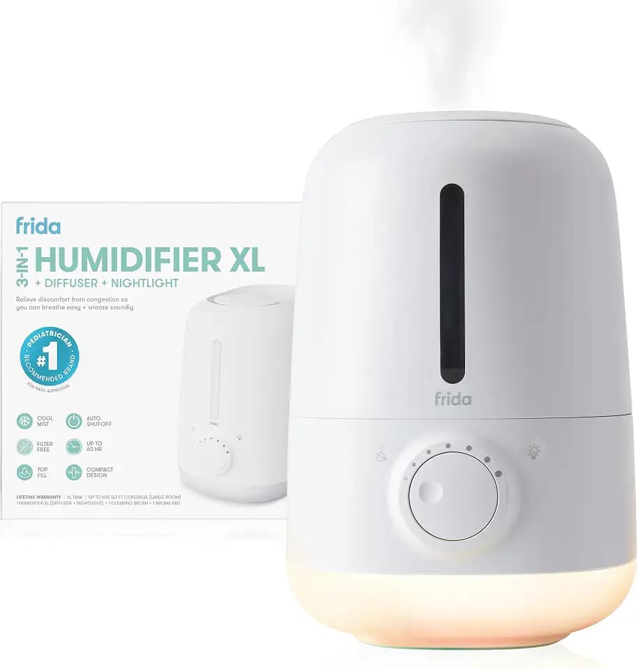 Frida Baby 3-in-1 XL Top Fill Cool Mist Humidifier for Bedroom, Essentials