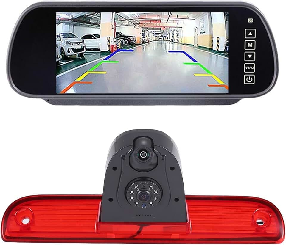 Doppel-Rückfahrkamera im Bremsleuchte,Auto Rückfahrkamera mit Zwei Kameras+7" LCD Rückspiegel für FIAT Ducato 250 X250 X251 290 290X/Fiat E-Ducato/Citroen Jumper/Peugeot Boxer/Opel Movano