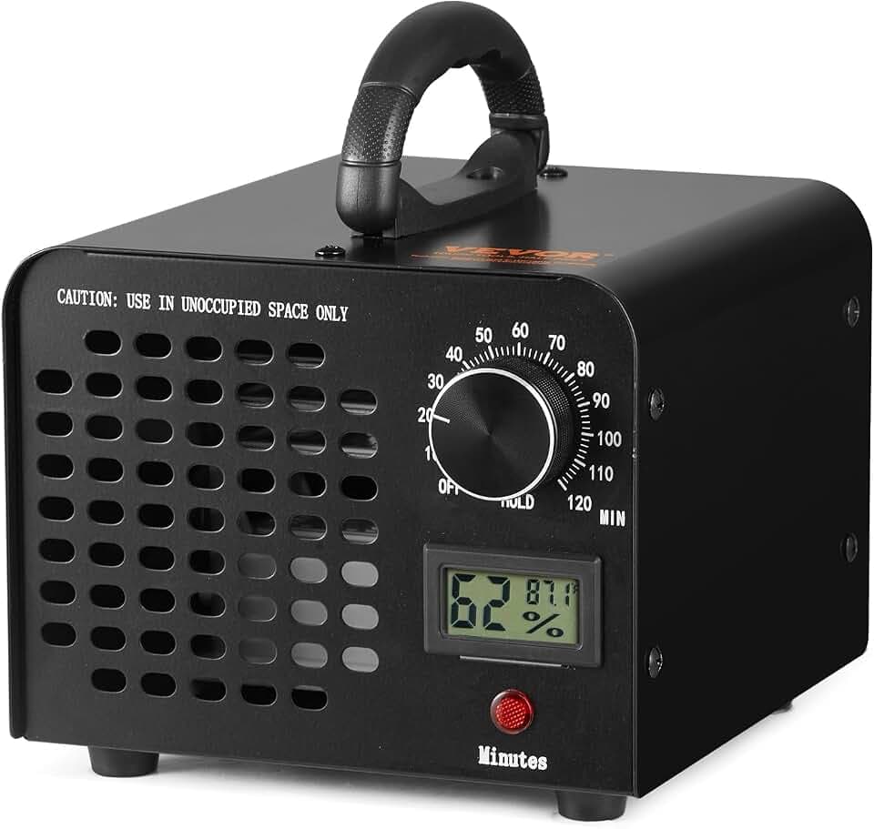 VEVOR Ozone Generator, 24000mg/h Ozone Machine, High Capacity Commercial/Industrial Ozone Generator Machine with 0-120 min Time Setting for Rooms, Cars