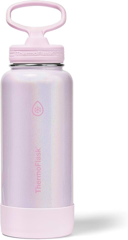 ThermoFlask Insulated Water Bottle with Straw Lid (32 oz, Pink Sorbet) - Leakproof, Stainless Steel Water Bottle for Cold & Hot Drinks, Travel & Daily Hydration