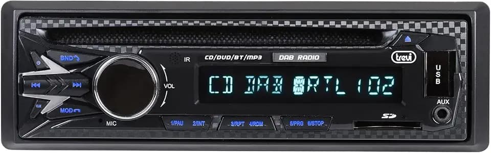 Trevi XCD 5790 DAB, Kabelloses Autoradio, mit DAB, DAB+ und FM-Radiofunktion, 180W, Wireless Verbindung, CD-Spieler, USB, SD, AUX-IN, Inklusive DAB-Antenne, Alphanumerisches LCD-Display, Schwarz