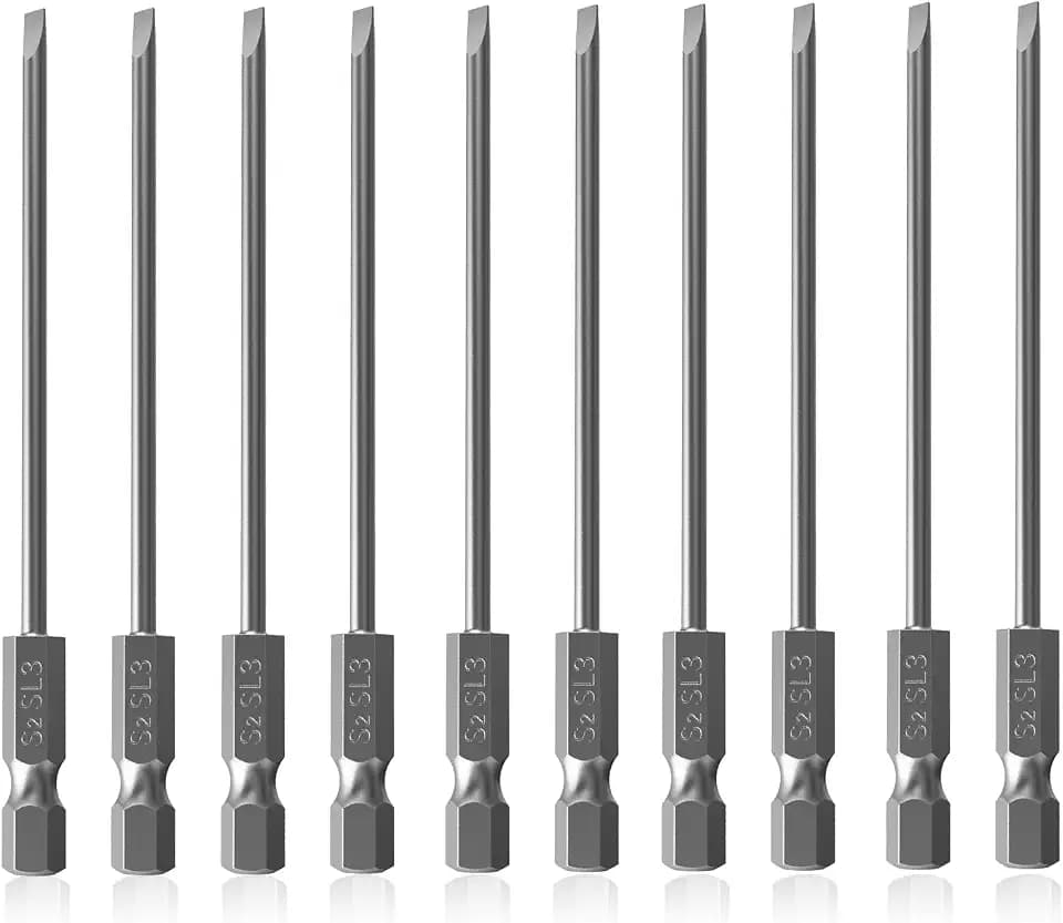10 Pcs SL3 Impact Screwdriver Bit, 100mm, 1/4" Hex Shank