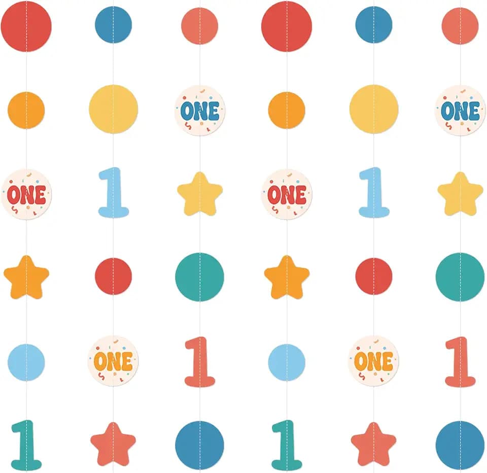 Kriyokiaa Fun To Be One Hanging Banner Garland, 6 Pcs Party Decor