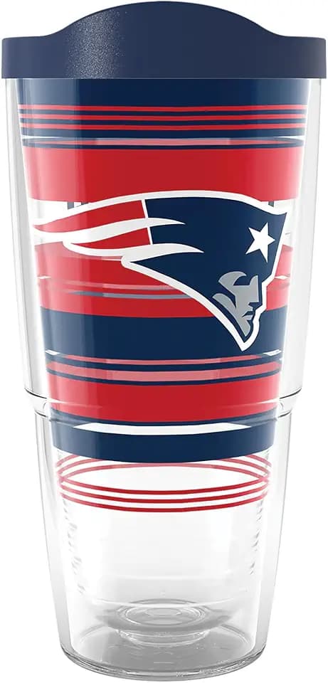 Tervis NFL New England Patriots - Hype Stripes Made in USA Double Walled Insulated Tumbler Travel Cup Keeps Drinks Cold & Hot, 24oz, Classic