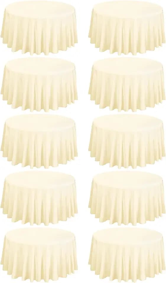 fani 10 Packs Beige Round Tablecloth - 90 Inch, Polyester
